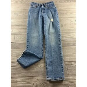 Levis 501 Jeans Womens 26X30 Straight Stretch Denim Button Fly Medium Wash